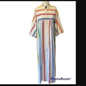 Vintage David Brown for Saks Fifth Avenue Cotton Blend Maxi Length Caftan Robe